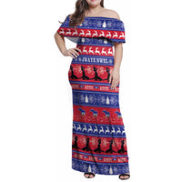 Haiti Christmas Family Matching Off Shoulder Maxi Dress and Hawaiian Shirt Jwaye Nwel Ayiti Neg Marron Veve Vodou - Wonder Print Shop