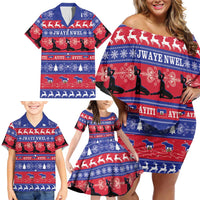 Haiti Christmas Family Matching Off Shoulder Short Dress and Hawaiian Shirt Jwaye Nwel Ayiti Neg Marron Veve Vodou - Wonder Print Shop