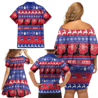 Haiti Christmas Family Matching Off Shoulder Short Dress and Hawaiian Shirt Jwaye Nwel Ayiti Neg Marron Veve Vodou - Wonder Print Shop
