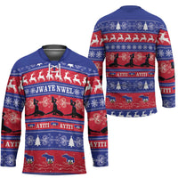 Haiti Christmas Hockey Jersey Jwaye Nwel Ayiti Neg Marron Veve Vodou - Wonder Print Shop
