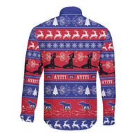 Haiti Christmas Long Sleeve Button Shirt Jwaye Nwel Ayiti Neg Marron Veve Vodou - Wonder Print Shop