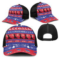 Haiti Christmas Mesh Trucker Cap Jwaye Nwel Ayiti Neg Marron Veve Vodou - Wonder Print Shop