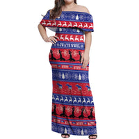 Haiti Christmas Off Shoulder Maxi Dress Jwaye Nwel Ayiti Neg Marron Veve Vodou - Wonder Print Shop