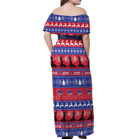 Haiti Christmas Off Shoulder Maxi Dress Jwaye Nwel Ayiti Neg Marron Veve Vodou - Wonder Print Shop