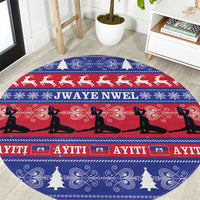 Haiti Christmas Round Carpet Jwaye Nwel Ayiti Neg Marron Veve Vodou - Wonder Print Shop