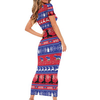 Haiti Christmas Short Sleeve Bodycon Dress Jwaye Nwel Ayiti Neg Marron Veve Vodou - Wonder Print Shop