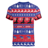 Haiti Christmas Women V-Neck T-Shirt Jwaye Nwel Ayiti Neg Marron Veve Vodou - Wonder Print Shop