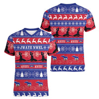 Haiti Christmas Women V-Neck T-Shirt Jwaye Nwel Ayiti Neg Marron Veve Vodou - Wonder Print Shop