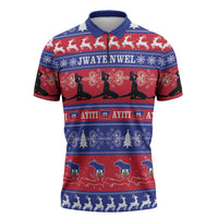 Haiti Christmas Zipper Polo Shirt Jwaye Nwel Ayiti Neg Marron Veve Vodou - Wonder Print Shop