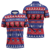 Haiti Christmas Zipper Polo Shirt Jwaye Nwel Ayiti Neg Marron Veve Vodou - Wonder Print Shop