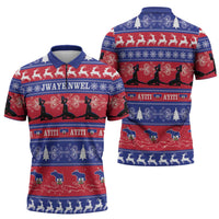 Haiti Christmas Zipper Polo Shirt Jwaye Nwel Ayiti Neg Marron Veve Vodou - Wonder Print Shop