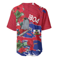 Haiti Independence Day Baseball Jersey 1804 Proud Ayiti Map Hispaniolan Trogon - Wonder Print Shop