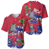 Haiti Independence Day Baseball Jersey 1804 Proud Ayiti Map Hispaniolan Trogon - Wonder Print Shop