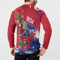 Haiti Independence Day Button Sweatshirt 1804 Proud Ayiti Map Hispaniolan Trogon - Wonder Print Shop