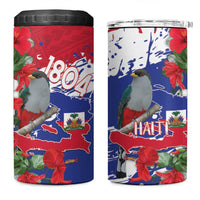 Haiti Independence Day 4 in 1 Can Cooler Tumbler 1804 Proud Ayiti Map Hispaniolan Trogon - Wonder Print Shop