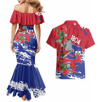 Haiti Independence Day Couples Matching Mermaid Dress and Hawaiian Shirt 1804 Proud Ayiti Map Hispaniolan Trogon - Wonder Print Shop