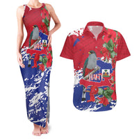 Haiti Independence Day Couples Matching Tank Maxi Dress and Hawaiian Shirt 1804 Proud Ayiti Map Hispaniolan Trogon - Wonder Print Shop