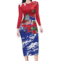 Haiti Independence Day Family Matching Long Sleeve Bodycon Dress and Hawaiian Shirt 1804 Proud Ayiti Map Hispaniolan Trogon - Wonder Print Shop