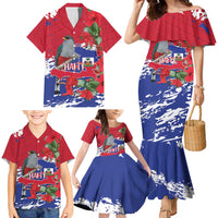 Haiti Independence Day Family Matching Mermaid Dress and Hawaiian Shirt 1804 Proud Ayiti Map Hispaniolan Trogon - Wonder Print Shop