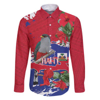 Haiti Independence Day Family Matching Off The Shoulder Long Sleeve Dress and Hawaiian Shirt 1804 Proud Ayiti Map Hispaniolan Trogon - Wonder Print Shop