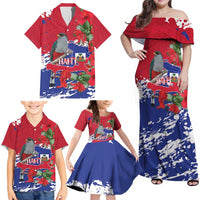 Haiti Independence Day Family Matching Off Shoulder Maxi Dress and Hawaiian Shirt 1804 Proud Ayiti Map Hispaniolan Trogon - Wonder Print Shop