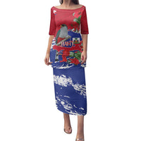 Haiti Independence Day Family Matching Puletasi and Hawaiian Shirt 1804 Proud Ayiti Map Hispaniolan Trogon - Wonder Print Shop