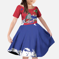 Haiti Independence Day Family Matching Short Sleeve Bodycon Dress and Hawaiian Shirt 1804 Proud Ayiti Map Hispaniolan Trogon - Wonder Print Shop