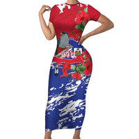 Haiti Independence Day Family Matching Short Sleeve Bodycon Dress and Hawaiian Shirt 1804 Proud Ayiti Map Hispaniolan Trogon - Wonder Print Shop