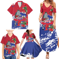 Haiti Independence Day Family Matching Summer Maxi Dress and Hawaiian Shirt 1804 Proud Ayiti Map Hispaniolan Trogon - Wonder Print Shop