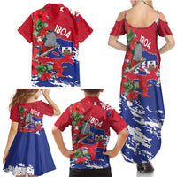 Haiti Independence Day Family Matching Summer Maxi Dress and Hawaiian Shirt 1804 Proud Ayiti Map Hispaniolan Trogon - Wonder Print Shop