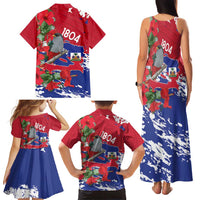 Haiti Independence Day Family Matching Tank Maxi Dress and Hawaiian Shirt 1804 Proud Ayiti Map Hispaniolan Trogon - Wonder Print Shop