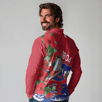 Haiti Independence Day Long Sleeve Polo Shirt 1804 Proud Ayiti Map Hispaniolan Trogon - Wonder Print Shop