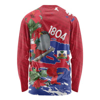 Haiti Independence Day Long Sleeve Shirt 1804 Proud Ayiti Map Hispaniolan Trogon - Wonder Print Shop