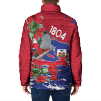 Haiti Independence Day Padded Jacket 1804 Proud Ayiti Map Hispaniolan Trogon - Wonder Print Shop
