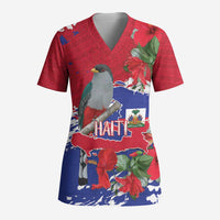 Haiti Independence Day Scrub Top 1804 Proud Ayiti Map Hispaniolan Trogon - Wonder Print Shop