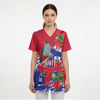 Haiti Independence Day Scrub Top 1804 Proud Ayiti Map Hispaniolan Trogon - Wonder Print Shop