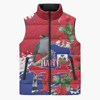 Haiti Independence Day Sleeveless Puffer Jacket 1804 Proud Ayiti Map Hispaniolan Trogon - Wonder Print Shop