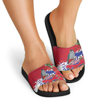 Haiti Independence Day Slide Sandals 1804 Proud Ayiti Map Hispaniolan Trogon - Wonder Print Shop