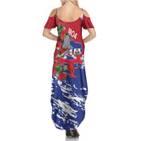 Haiti Independence Day Summer Maxi Dress 1804 Proud Ayiti Map Hispaniolan Trogon - Wonder Print Shop