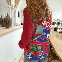 Haiti Independence Day Women Casual Shirt 1804 Proud Ayiti Map Hispaniolan Trogon - Wonder Print Shop