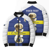 Personalized Curacao Football Bomber Puffer Jacket 2026 The Blue Wave is Rising - Wonder Print Shop