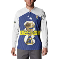 Personalized Curacao Football Button Sweatshirt 2026 The Blue Wave is Rising - Wonder Print Shop
