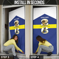 Personalized Curacao Football Door Cover 2026 The Blue Wave is Rising - Wonder Print Shop