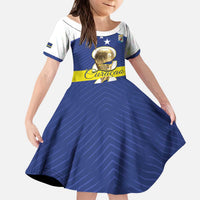Personalized Curacao Football Kid Short Sleeve Dress 2026 The Blue Wave is Rising - Wonder Print Shop