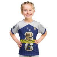 Personalized Curacao Football Kid T Shirt 2026 The Blue Wave is Rising - Wonder Print Shop