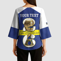 Personalized Curacao Football Kimono Sleeve Blouse 2026 The Blue Wave is Rising - Wonder Print Shop