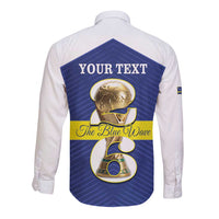 Personalized Curacao Football Long Sleeve Button Shirt 2026 The Blue Wave is Rising - Wonder Print Shop