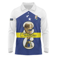 Personalized Curacao Football Long Sleeve Polo Shirt 2026 The Blue Wave is Rising - Wonder Print Shop