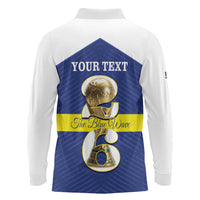 Personalized Curacao Football Long Sleeve Polo Shirt 2026 The Blue Wave is Rising - Wonder Print Shop