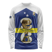 Personalized Curacao Football Long Sleeve Shirt 2026 The Blue Wave is Rising - Wonder Print Shop